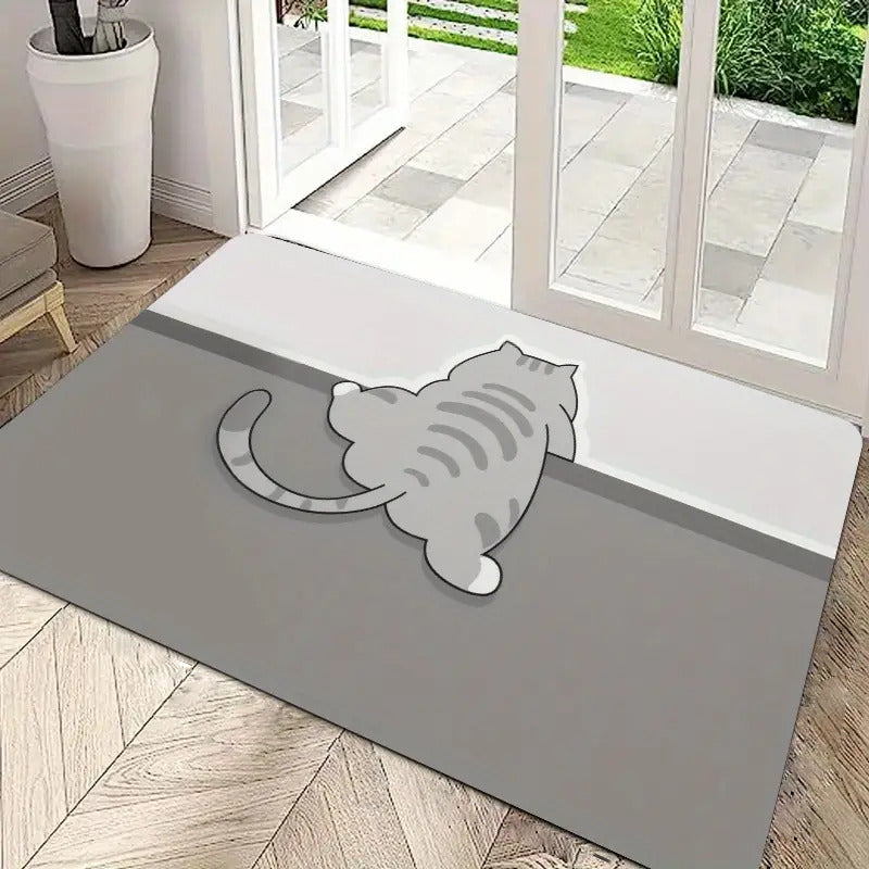 TAPETE HOGAR COCINA ENTRADA CASA ALCOBA GATO GRIS 40X60 60 CM 40 CM GATO GRIS GRIS
