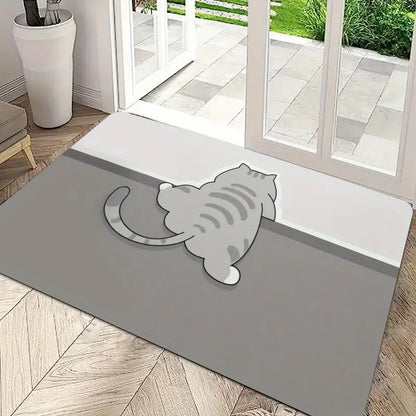TAPETE HOGAR COCINA ENTRADA CASA ALCOBA GATO GRIS 40X60 60 CM 40 CM GATO GRIS GRIS