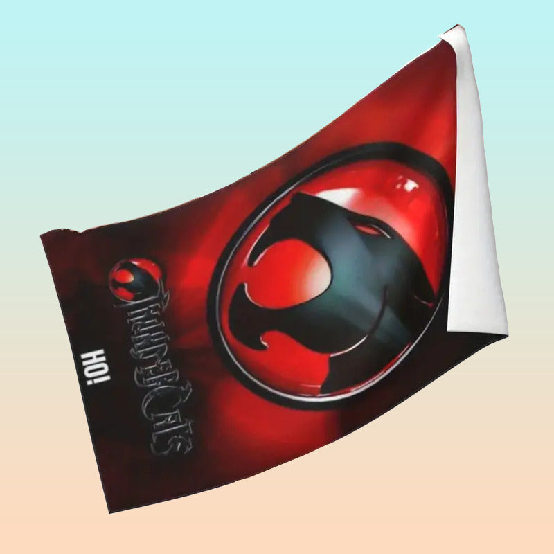 TOALLA PLAYA BAÑO LOGO THUNDERCATS 80X160 CMS NEGRO ROJO LOGO THUNDERCATS