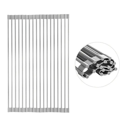 ESCURRIDOR PLATOS PLEGABLE ACERO INOXIDABLE UTENSILIOS COCIN PLATEADO