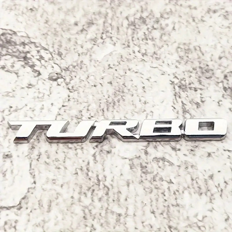 EMBLEMA TURBO METAL 3D ADHESIVO VEHÍCULO INSIGNIA CROMADO