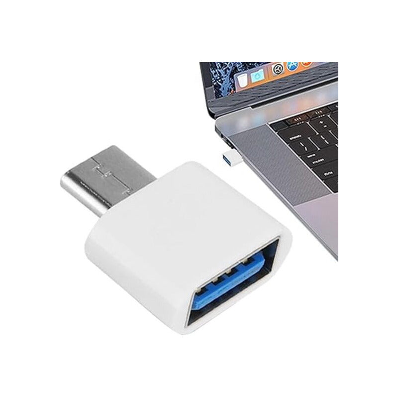 ADAPTADOR CONVERTIDOR USB HEMBRA TIPO C MACHO OTG 3.0 BLANCO BLANCO