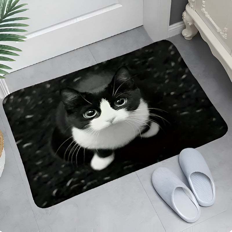 TAPETE GATO NEGRO CASA APARTAMENTO BAÑO ALCOBA MASCOTA 60 CM 40 CM ANIMAL PRINT NEGRO