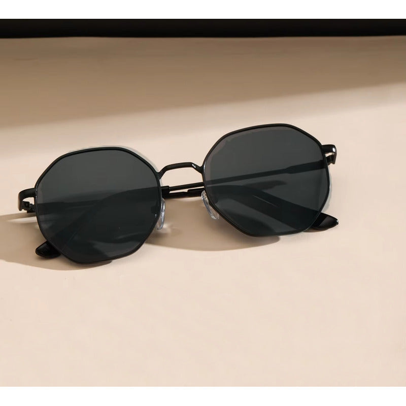 GAFAS SOL POLICARBONATO POLARIZADO REDONDAS FASHION ESTILO REDONDO NEGRO NEGRO NEGRO