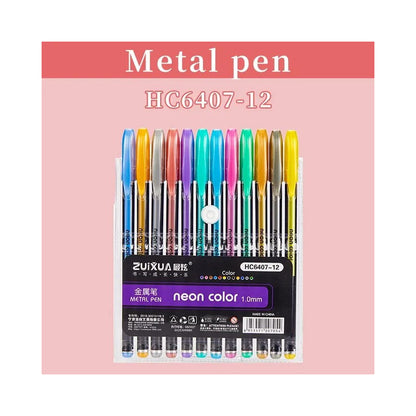 12X ESFERO RESALTADOR METALICO ARTISTICO PURPURINA HC6407-12