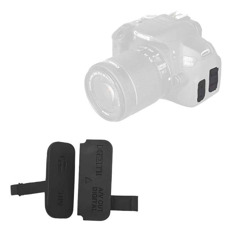 TAPA COBERTOR GOMA CAUCHO CONEXIONES CANON 650D 700D NEGRO