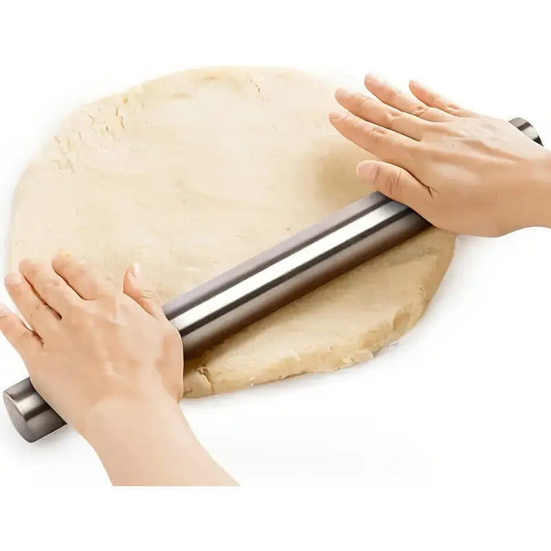 RODILLO ACERO INOXIDABLE 25CMS LIGERO PASTELERÍA PANADERÍA PLATEADO