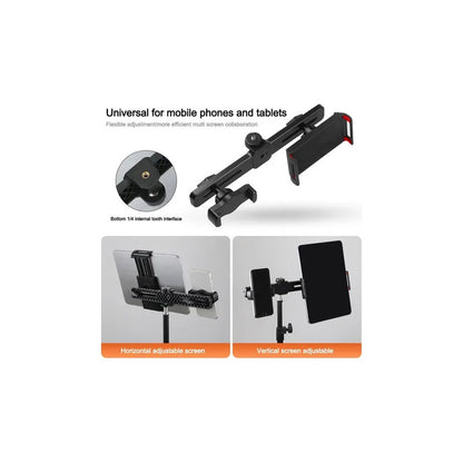 BASE SOPORTE UNIVERSAL DOBLE TABLET CELULAR ROSCA 1/4 TRIPOD NEGRO