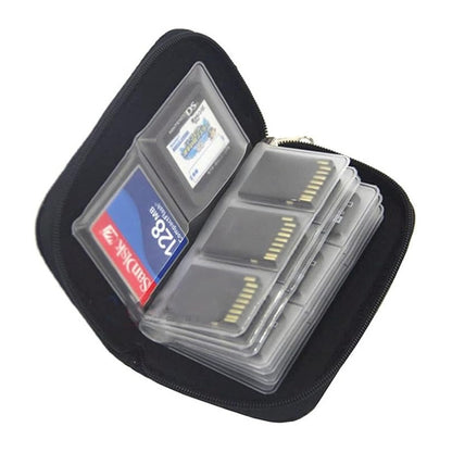 ESTUCHE TARJETAS MEMORIA SD FLASH 22 ESPACIOS BOLSILLOS NEGRO