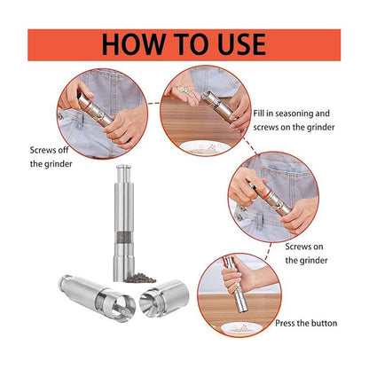 MOLEDOR TRITURADOR DISPENSADOR PIMIENTA ACERO INOXIDABLE PLATEADO