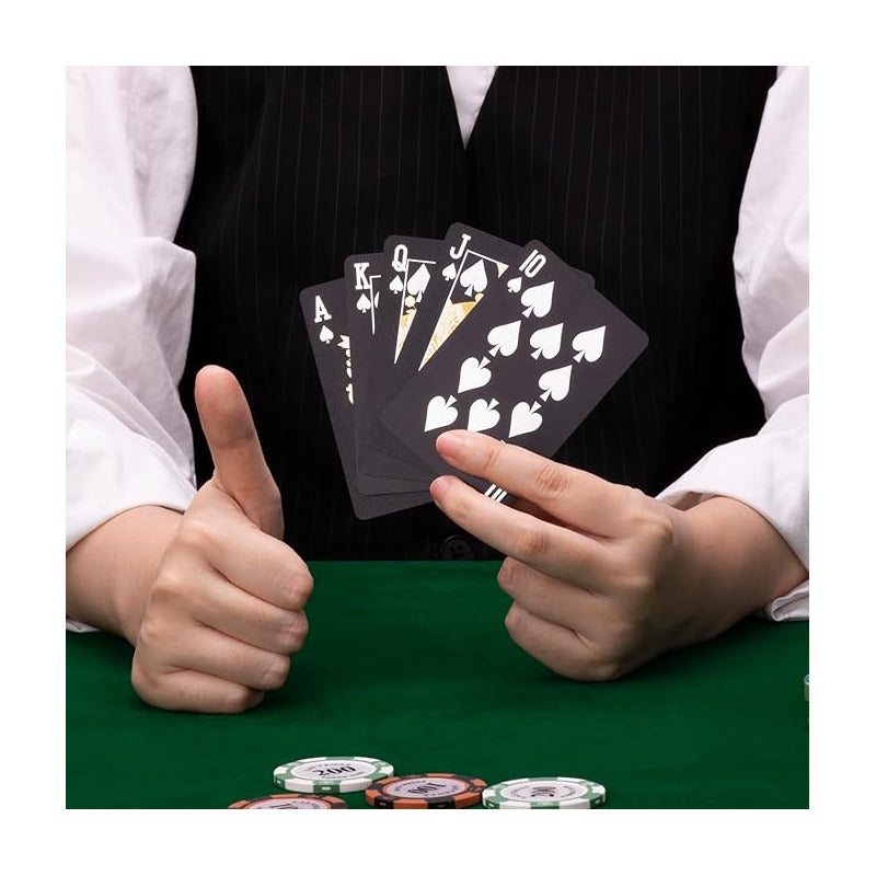 JUEGO CARTAS POKER RÍGIDAS IMPERMEABLES NEGRAS LUJO CASINO NEGRO POKER UNIVERSAL