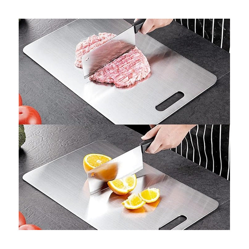 TABLA CORTAR COCINA ACERO INOXIDABLE RESTAURANTE PREMIUM LISA PLATEADO