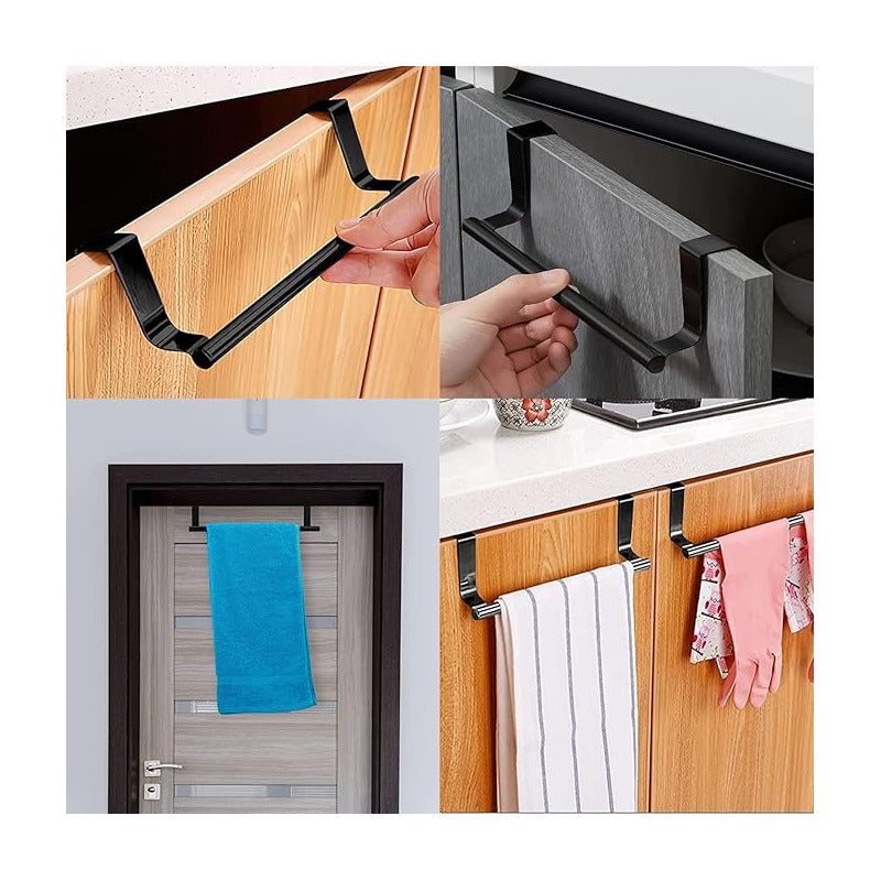 SOPORTE ACERO INOXIDABLE ORGANIZADOR TOALLAS GABINETE PUERTA NEGRO