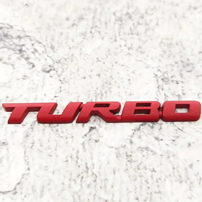 EMBLEMA TURBO METAL 3D ADHESIVO VEHÍCULO INSIGNIA LUJO ROJO