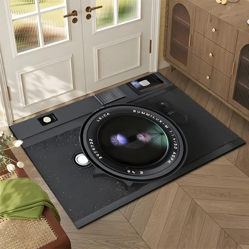 TAPETE ENTRADA DISEÑO CÁMARA CASA BAÑO COCINA ALCOBA ADORNO 60 CM 40 CM CÁMARA NEGRO