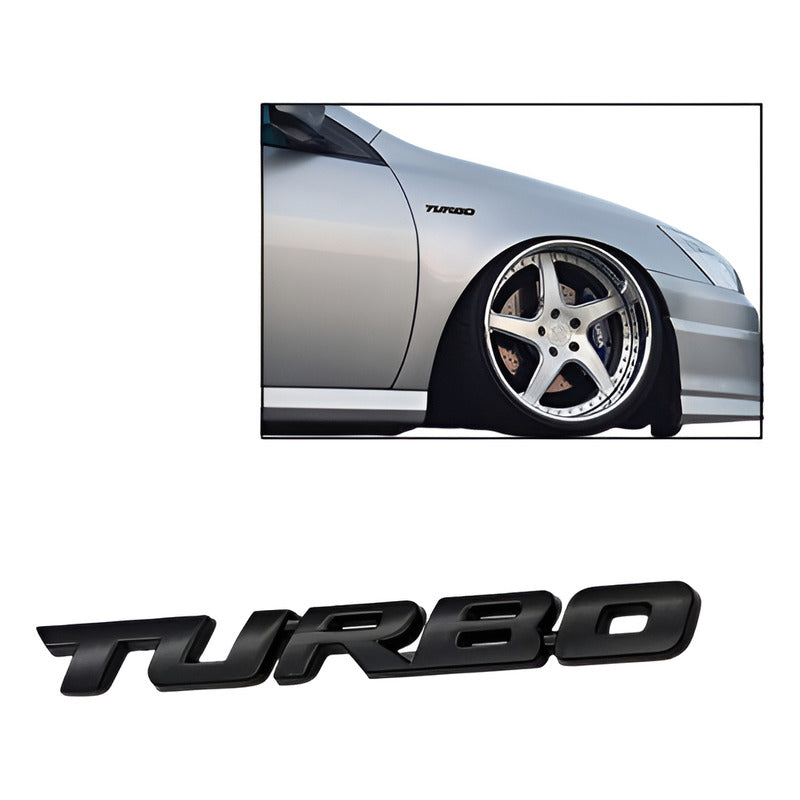 EMBLEMA TURBO METAL 3D ADHESIVO VEHÍCULO INSIGNIA LUJO CARRO