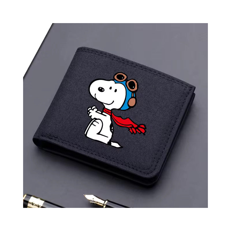 BILLETERA LONA SNOOPY NEGRA TARJETAS MONEDERO DINERO NEGRO LISO