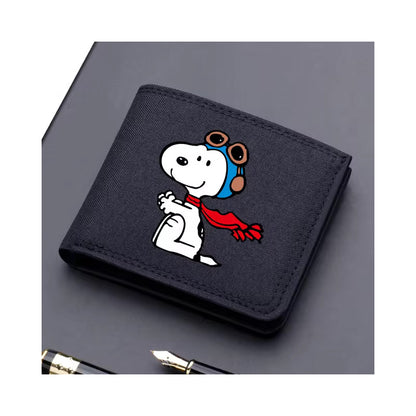 BILLETERA LONA SNOOPY NEGRA TARJETAS MONEDERO DINERO NEGRO LISO