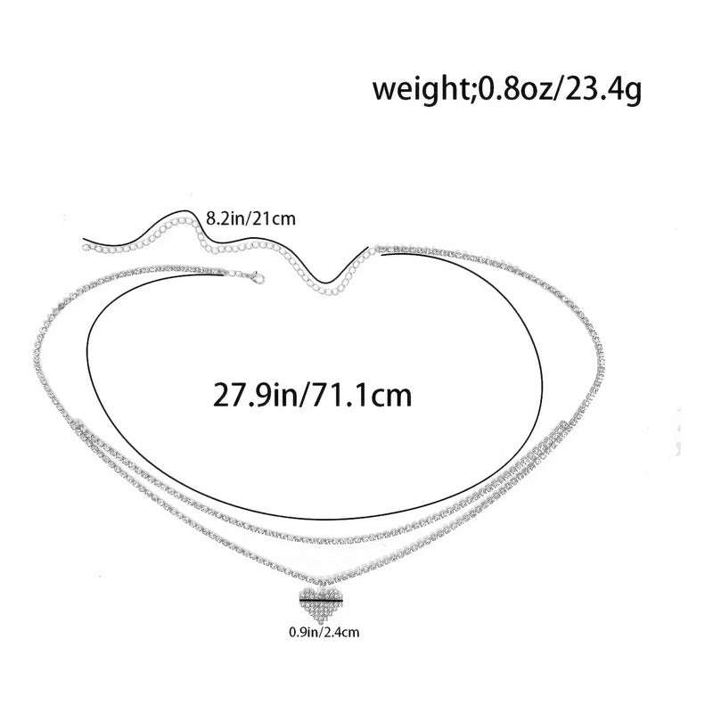 CADENA CINTURA CORAZON AMOR INCRUSTACION PIEDRAS MODA FASHIO PLATEADO