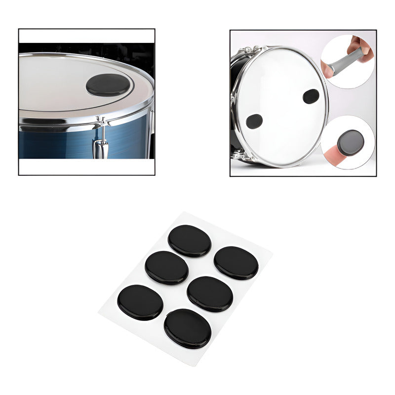 SET 6 ALMOHADILLAS REDOBLANTE BATERÍA ACÚSTICA REDUCE SONIDO NEGRO