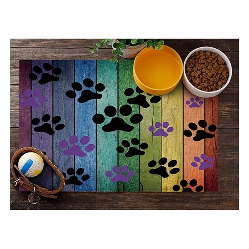 TAPETE HUELLAS ARCOIRIS MASCOTA BAÑO HOGAR GATO PERRO 60 CM 40 CM ANIMAL PRINT ARCOÍRIS