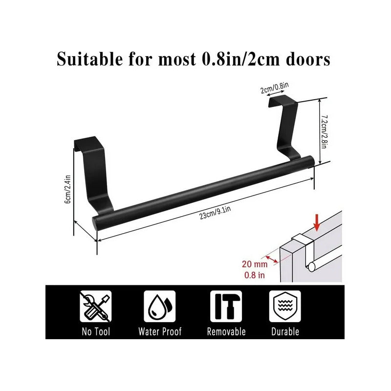 SOPORTE ACERO INOXIDABLE ORGANIZADOR TOALLAS GABINETE PUERTA NEGRO