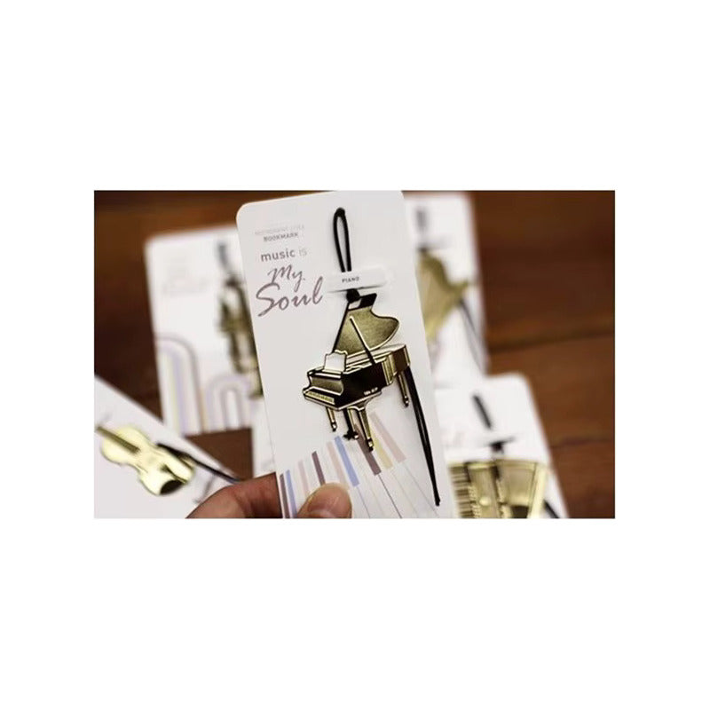 MARCA PÁGINAS PIANO MÚSICA LIBRO REVISTA AGENDA NOTAS PAPEL DORADO PIANO