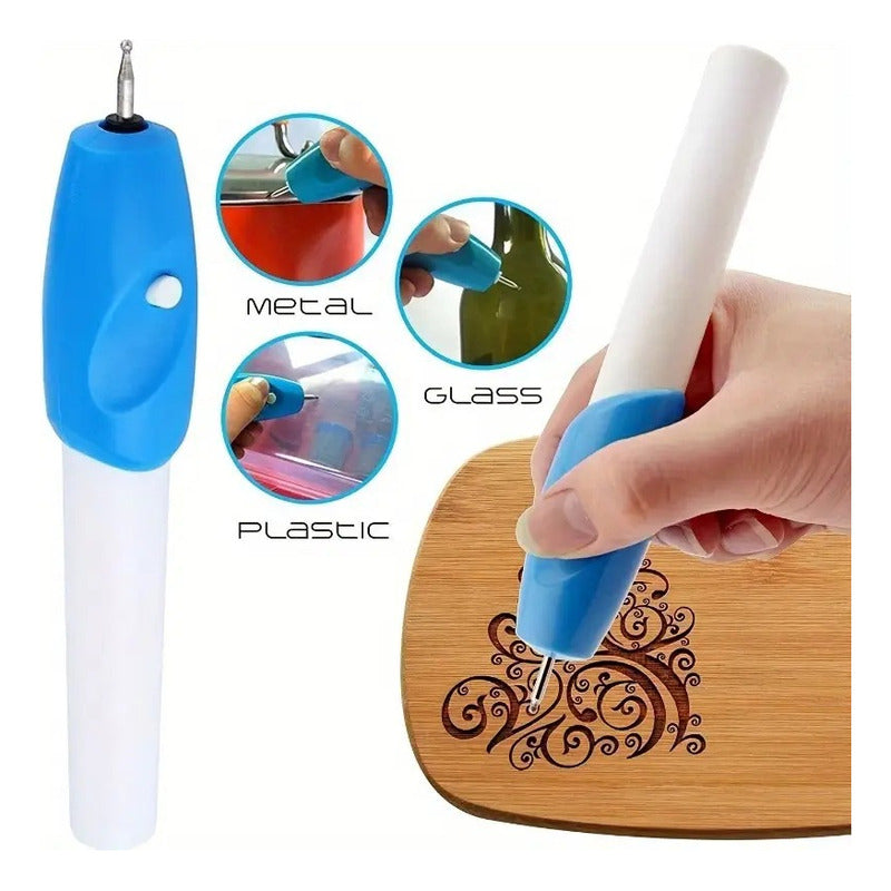 BOLÍGRAFO GRABADOR ELÉCTRICO INALÁMBRICO 3.6V MADERA VIDRIO 3.6V