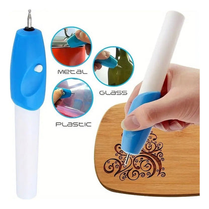 BOLÍGRAFO GRABADOR ELÉCTRICO INALÁMBRICO 3.6V MADERA VIDRIO 3.6V