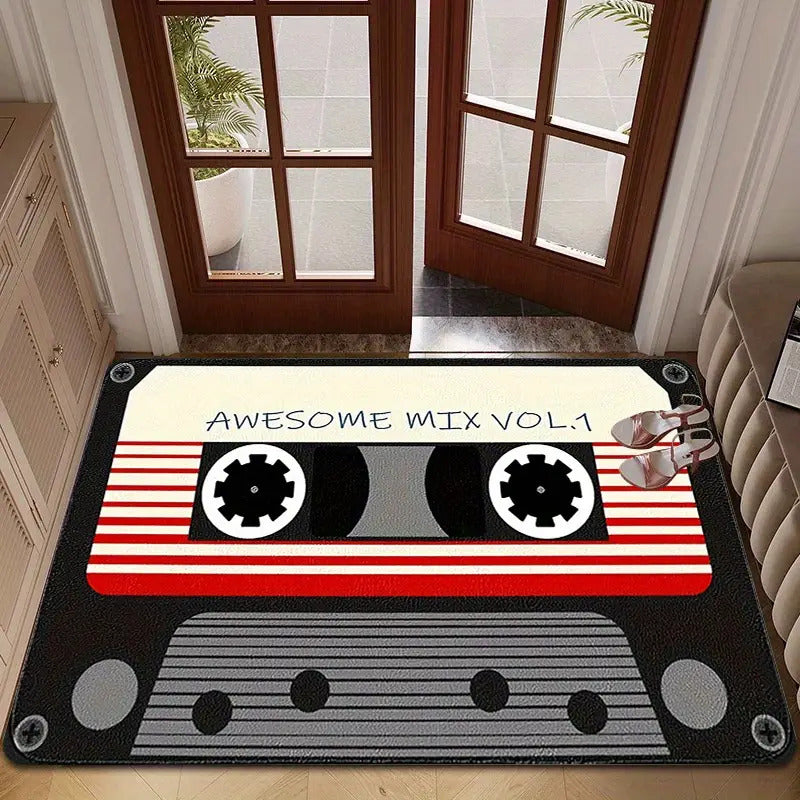 TAPETE HOGAR COCINA ENTRADA CASA DISEÑO CASSETTE VOL 1 40X60 60 CM 40 CM CASSETTE AWESOME MIX NEGRO
