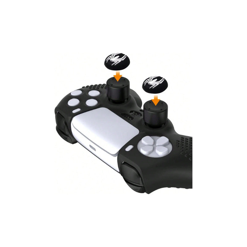 2X PROTECTOR SILICONA JOYSTICK SPIDERMAN LOGO 2011 NEGRO NEGRO