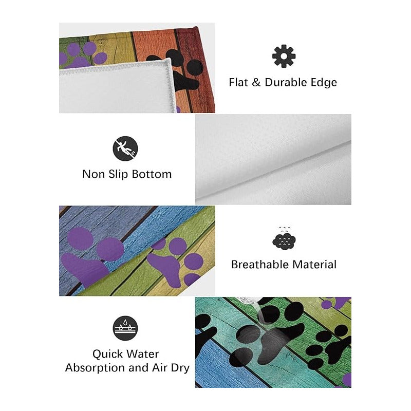 TAPETE HUELLAS ARCOIRIS MASCOTA BAÑO HOGAR GATO PERRO 60 CM 40 CM ANIMAL PRINT ARCOÍRIS