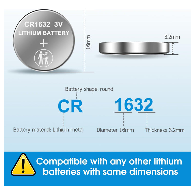 2X PILA BATERÍA BOTÓN CR1632 LITIO 3V ECR1632 BR1632 LM1632