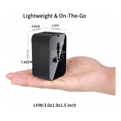 ADAPTADOR CORRIENTE AC VIAJE UNIVERSAL EU US AU UK 2X USB