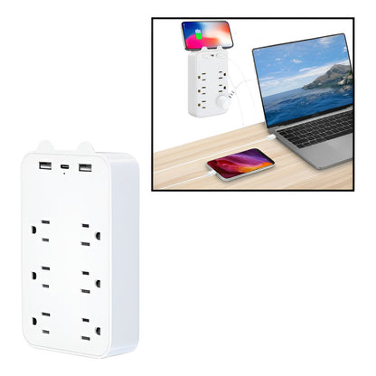 MULTITOMA 8 SALIDAS 4 USB 2 TIPO C NEGRO SWITCH ENCENDIDO BLANCO 110V