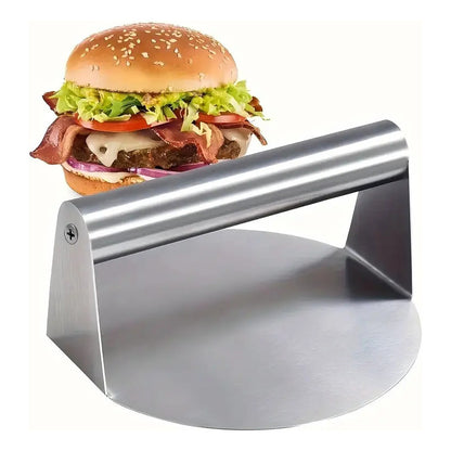 PRENSA CARNE HAMBURGUESA BISTEC ACERO INOXIDABLE ANTIADHEREN PLATEADO