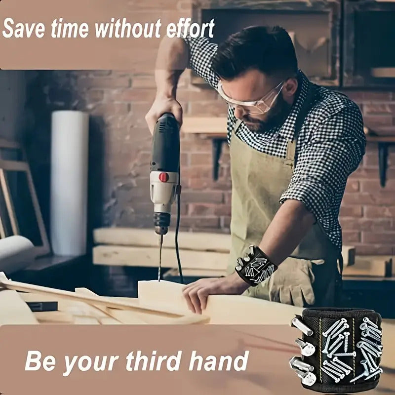 MUÑEQUERA MAGNETICA TORNILLOS CLAVOS BROCAS LLAVES NEGRO N/A