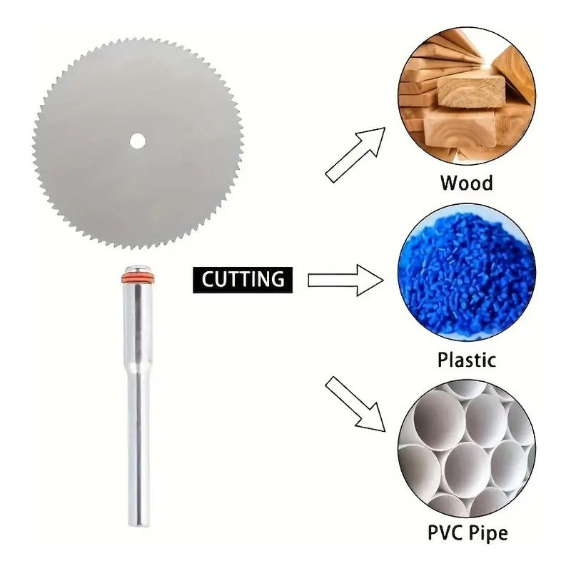 11 PCS DISCO CORTE ACERO INOXIDABLE MADERA MARQUETERÍA PLATEADO