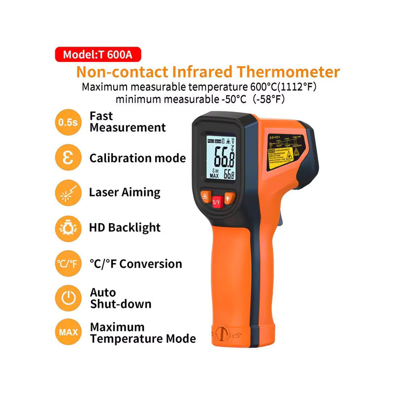 TERMOMETRO DIGITAL INFRARROJO INDUSTRIAL LASER -50° | 600°C