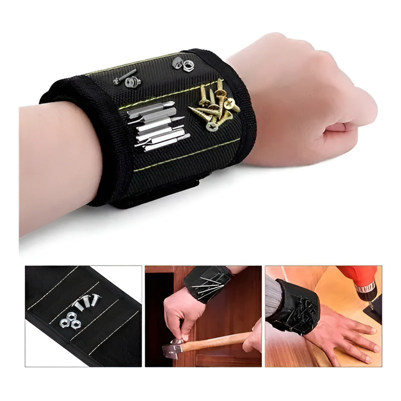 MUÑEQUERA MAGNETICA TORNILLOS CLAVOS BROCAS LLAVES NEGRO N/A
