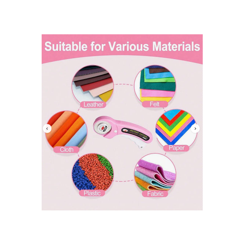 CORTADOR TELA ROTATIVO ROSA 45MM SASTRERÍA COSTURA BRICOLAJE