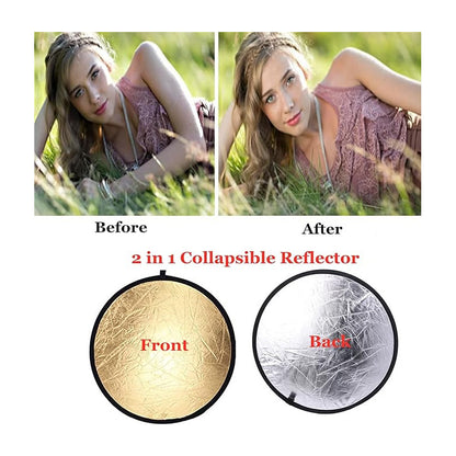 REFLECTOR PLEGABLE FOTOGRAFÍA 12 PULGADAS DORADO Y PLATEADO DORADO Y PLATEADO