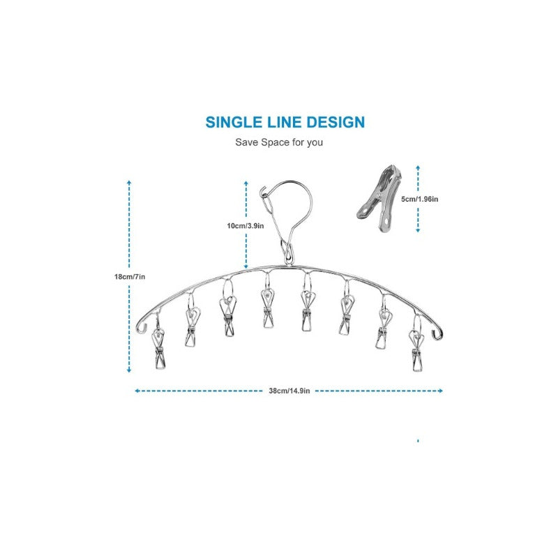 GANCHO PULPO ROPA INTERIOR MEDIAS METALICO ARCO 8 CLIPS