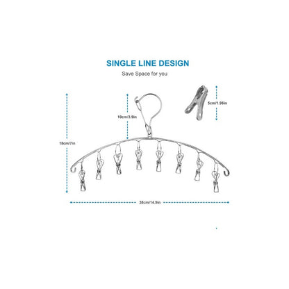 GANCHO PULPO ROPA INTERIOR MEDIAS METALICO ARCO 8 CLIPS