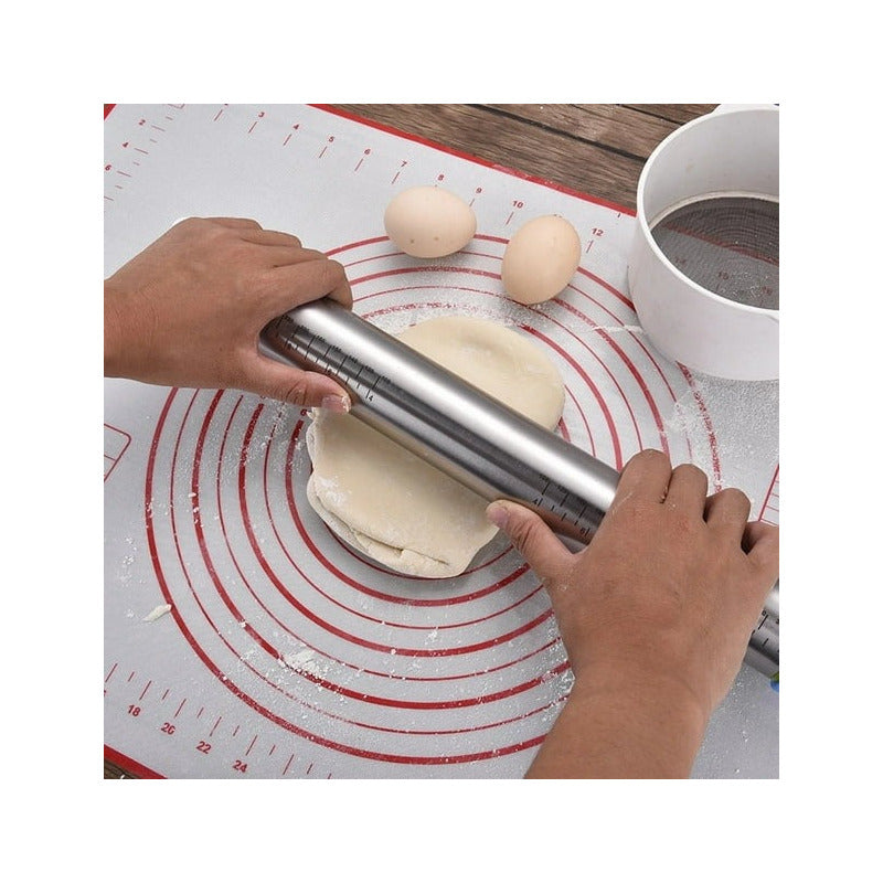 RODILLO ACERO INOXIDABLE 20CMS LIGERO PASTELERÍA PANADERÍA PLATEADO