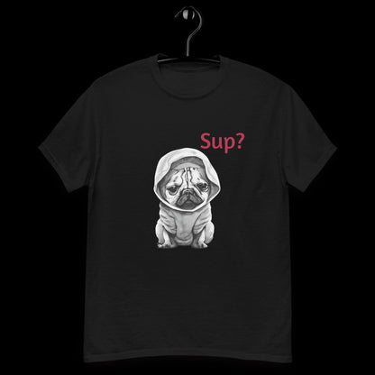 CAMISETA UNISEX NEGRA PUG SUP? IMPORTADA NEGRO PUG HODDIE - SUP L LISA