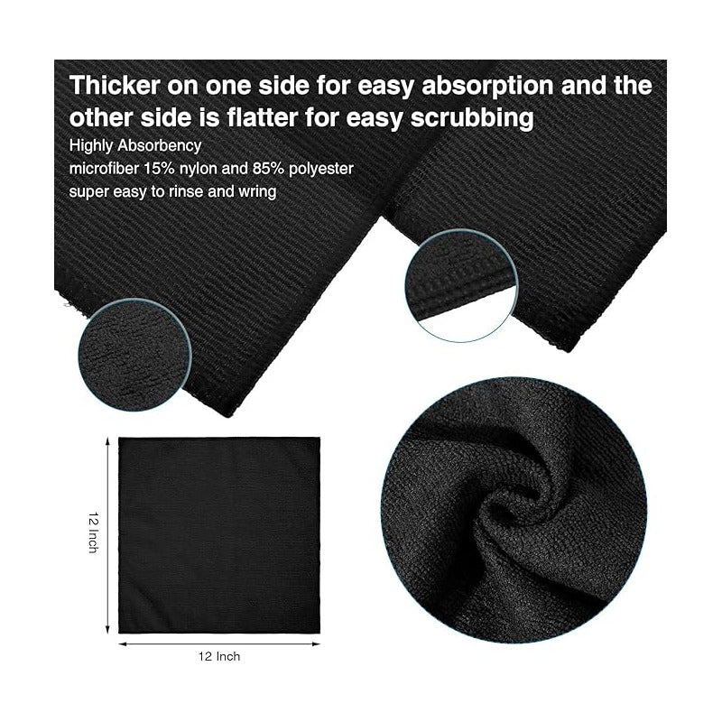 PAÑO TOALLA LIMPIEZA MULTIUSOS MICROFIBRA SUPERABSORBENTE NEGRO