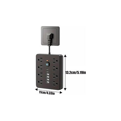 MULTITOMA 8 SALIDAS 4 USB 2 TIPO C NEGRO SWITCH ENCENDIDO NEGRO 110V