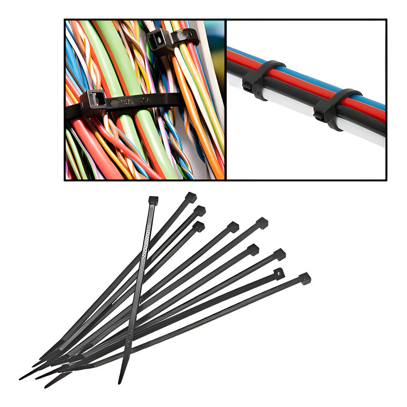 10X AMARRES NYLON ABRAZADERA PLÁSTICA SUJETACABLES 10CMS NEGRO