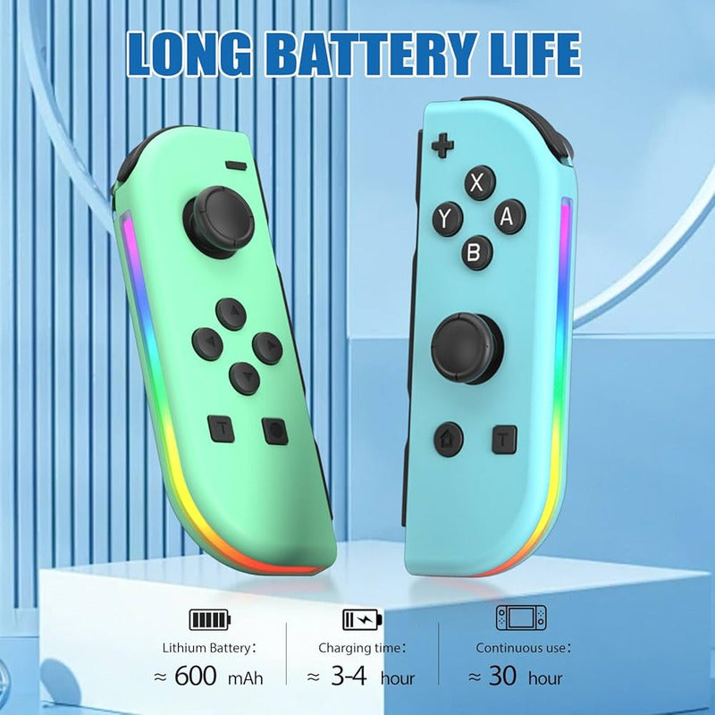 CONTROL MANDO INALÁMBRICO PARA NINTENDO SWITCH JOY-CON VERDE / AZUL PASTEL | LED
